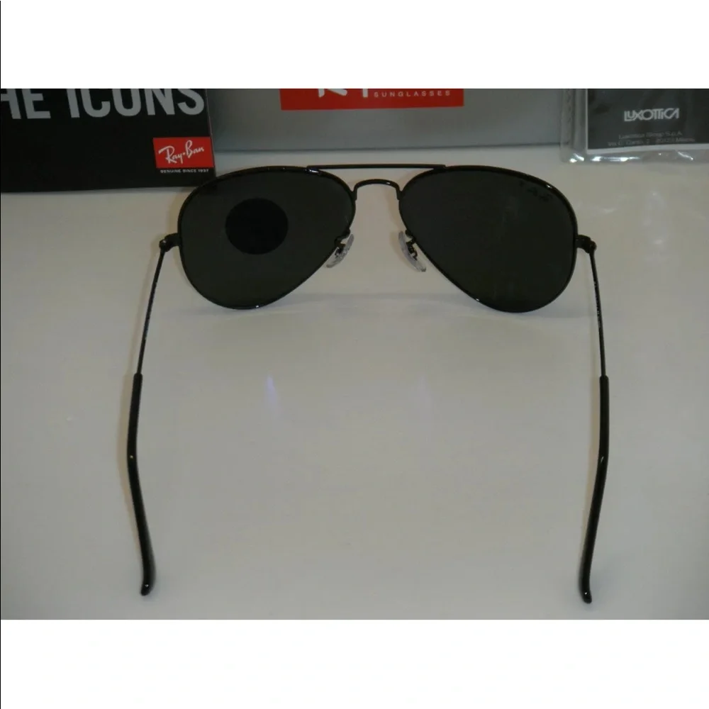 New Rayban Aviator 3025 Polarized Black/Green 58mm - Picture 4 of 8